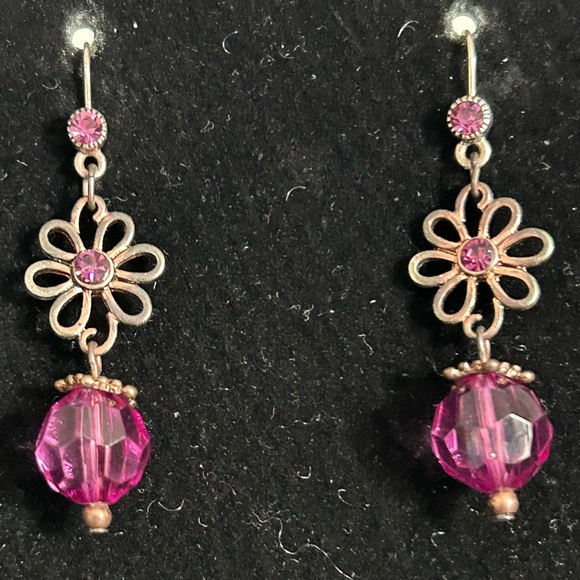 1928 2-piece statement necklace and dangle earrings set in pink crystal - Picture 4 of 8